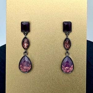 Gorgeous Glass Rhinestone Red Purple Pink Lulu Avenue Drop Earrings